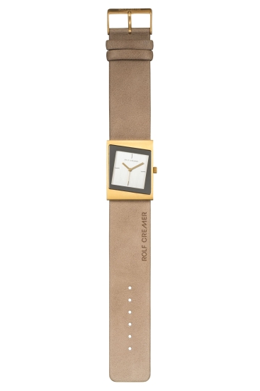 Rolf Cremer Damenuhr Style II Goldfarben Beige Leder Rechteckig 500053