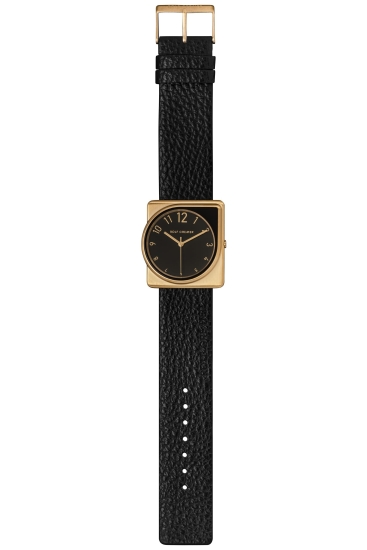Rolf Cremer Damenuhr Fusion Goldfarben Schwarz Leder 36mm 508802