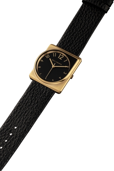 Rolf Cremer Damenuhr Fusion Goldfarben Schwarz Leder 36mm 508802