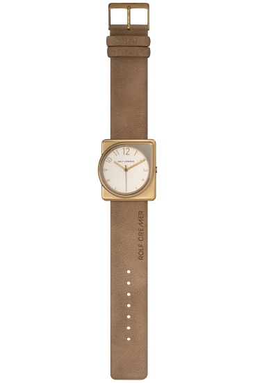 Rolf Cremer Damenuhr Fusion Goldfarben Beige Leder 36mm 508808