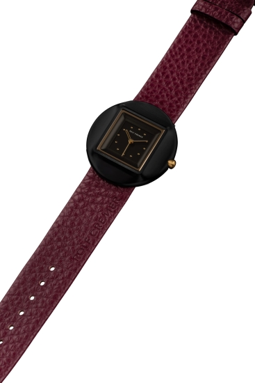 Rolf Cremer Damenuhr Morph Schwarz Beere Leder 36mm 509001