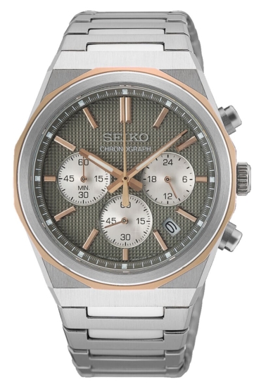 Seiko Herrenuhr Chronograph Saphirglas Bicolor Edelstahl 10BAR HGK002P1