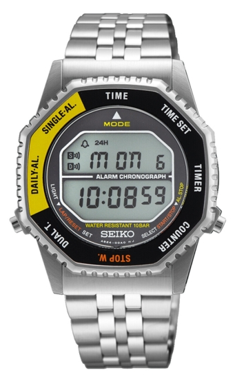 Seiko Herrenuhr "Rotocall“ Digital Alarm 10BAR Gelb 37mm SMGG17P1