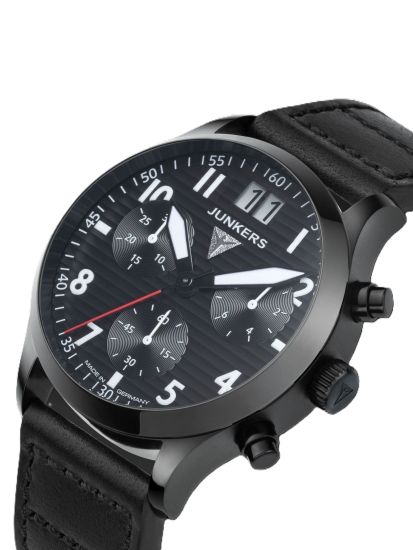 Preview: Junkers Herrenuhr Flieger D-2000 Chrono Saphirglas Schwarz 924.02.02