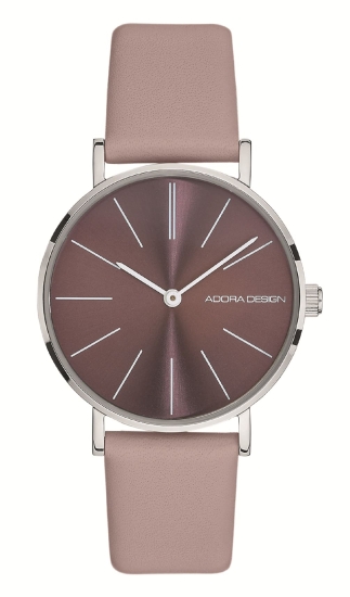 Adora Design Damenuhr Edelstahl Quarz Leder Altrosa AD8822