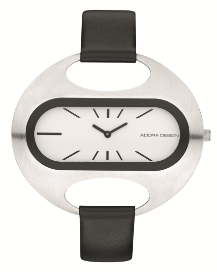 Adora Design Damenuhr Quarz Oval Leder Schwarz 55mm AD8841