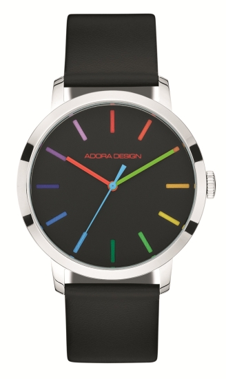 Adora Design Damenuhr Edelstahl Quarz Leder Schwarz 40mm AD8844