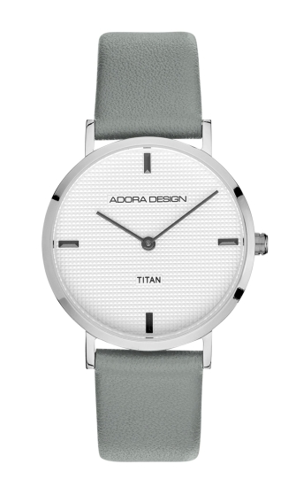 Adora Design Damenuhr Titan Titanium Quarz Leder Grau AD8853