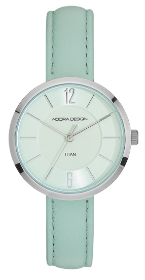Adora Design Damenuhr Titan Titanium Quarz Leder Hellblau AD8859