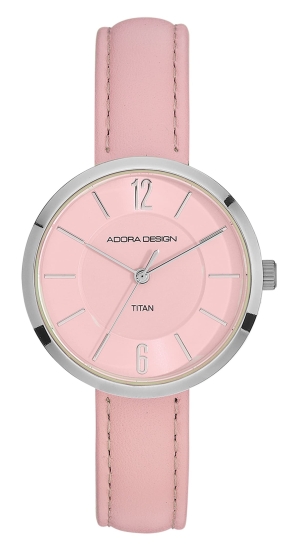 Adora Design Damenuhr Titan Titanium Quarz Leder Rosa AD8860
