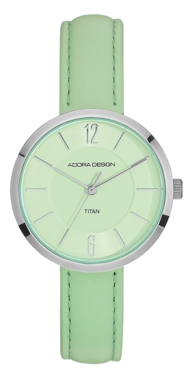 Adora Design Damenuhr Titan Titanium Quarz Leder Grün AD8861