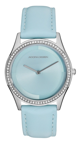 Adora Design Damenuhr Edelstahl Quarz Leder Blau AD8870