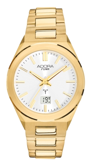 Adora Damenuhr Funkuhr Titan Goldfarben Datum 34mm AF7217