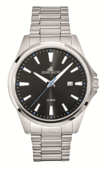 Adora Nautic Herrenuhr Edelstahl Datum Schwarz 20BAR 41mm AN2436