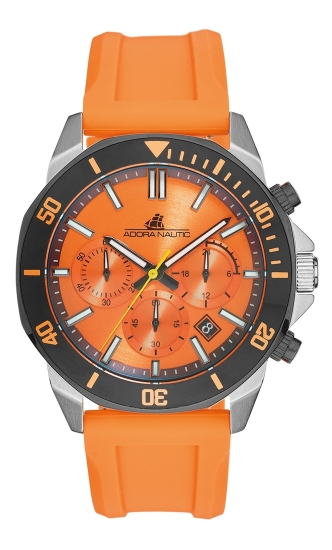 Adora Nautic Herrenuhr Chronograph Orange Silikon 10BAR AN2453