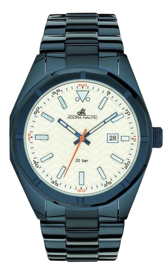 Adora Nautic Herrenuhr Edelstahl Datum 44mm Blau 20BAR AN2466
