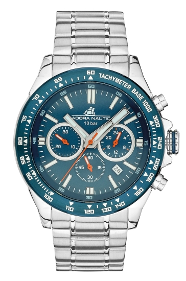 Adora Herrenuhr Chronograph Edelstahl Datum 44mm Blau 10BAR AN2468