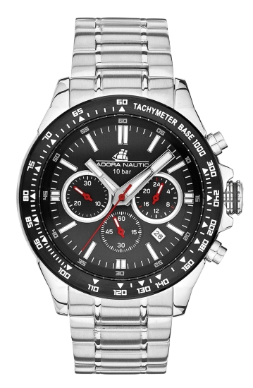 Adora Herrenuhr Chronograph Edelstahl Datum 44mm Schwarz 10BAR AN2469