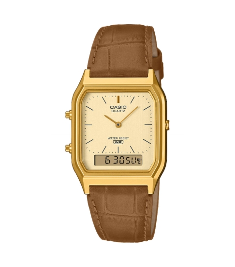 Casio Herrenuhr Unisex Analog-Digital Alarm Stopp Goldfarben AQ-230EGL-9AEF