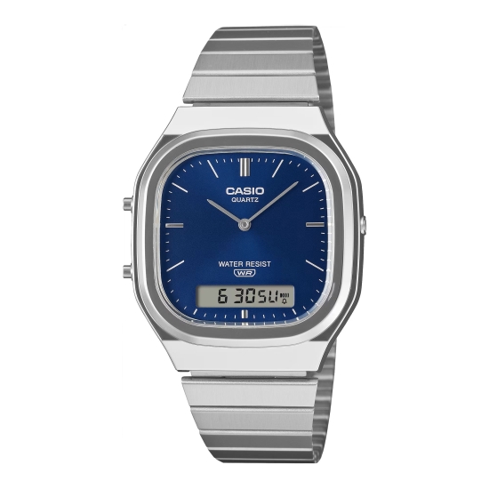 Casio Unisex Uhr Retro Analog/Digital Edelstahlband Blau AQ-240E-2A2EF