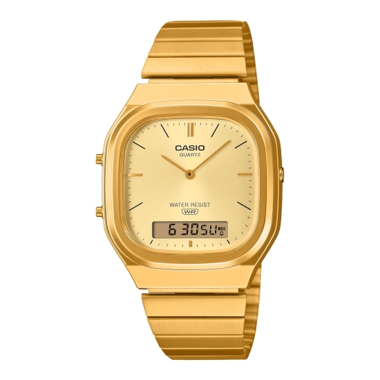 Casio Unisex Uhr Retro Analog/Digital Edelstahlband Goldfarben AQ-240EG-9AEF