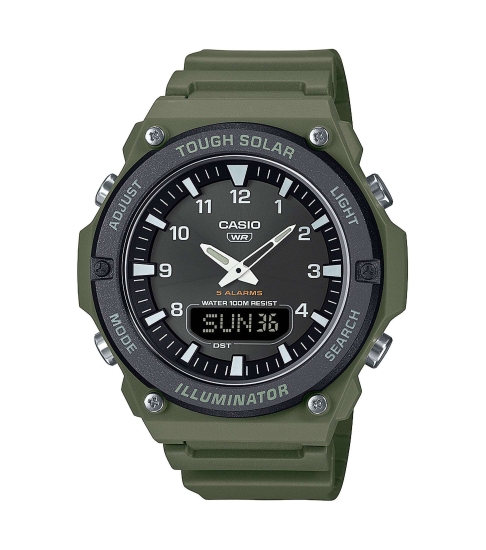 Casio Herrenuhr Solar Alarm Licht 10BAR Grün 48mm AQ-S820W-3BVEF