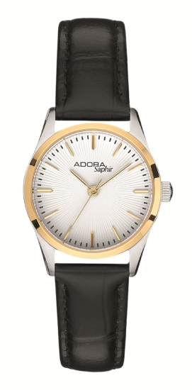 Adora Damenuhr Quarz Saphirglas Leder Bicolor Schwarz 26mm AS4853