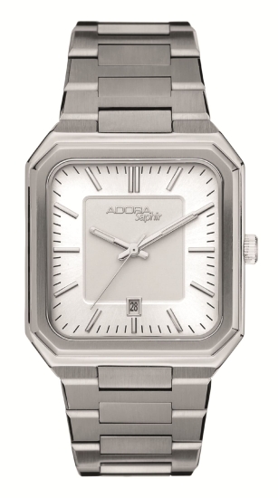 Adora Herrenuhr Edelstahl Quarz Saphirglas Rechteckig 36mm AS4856