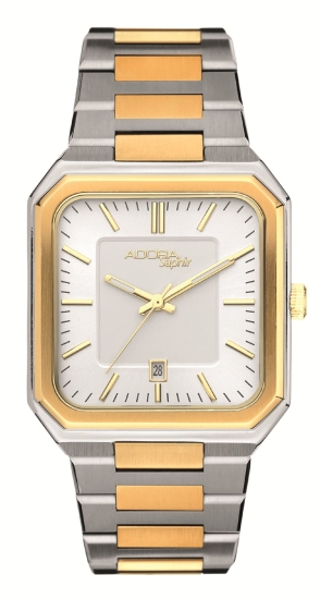 Adora Herrenuhr Edelstahl Quarz Saphirglas Rechteckig Bicolor 36mm AS4857