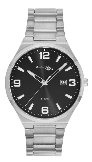 Adora Herrenuhr Titan Saphirglas Datum 10BAR Schwarz 39mm AS4872