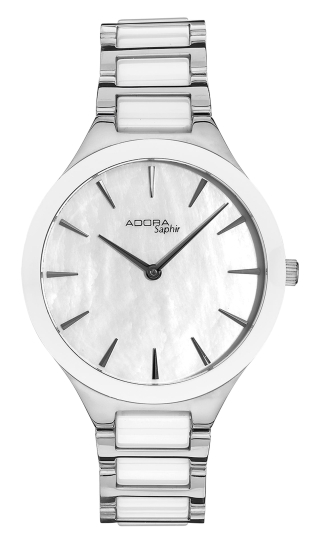 Adora Damenuhr Edelstahl Saphirglas Keramik Weiss 34mm AS4885