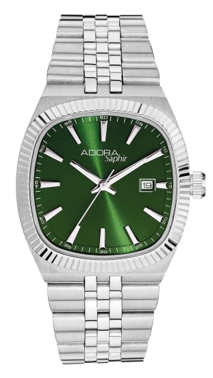 Adora Herrenuhr Edelstahl Quarz Saphirglas Datum Grün 37mm AS4906