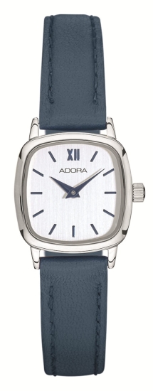 Adora Damenuhr Edelstahl Quarz Leder Quadrat Blau Klein AT5776