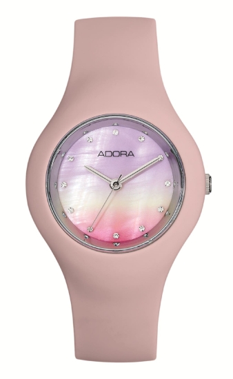 Adora Damenuhr Jugenduhr Silikon Quarz 34mm Rosa AT5786