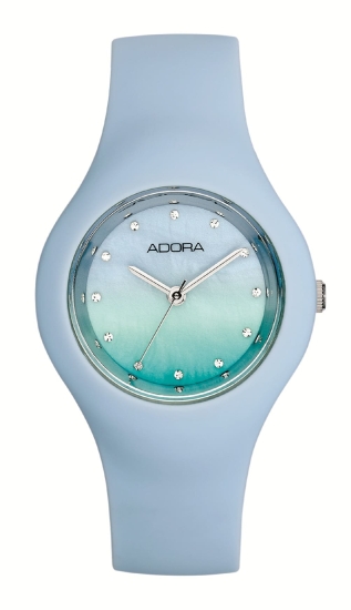 Adora Damenuhr Jugenduhr Silikon Quarz 34mm Blau AT5788