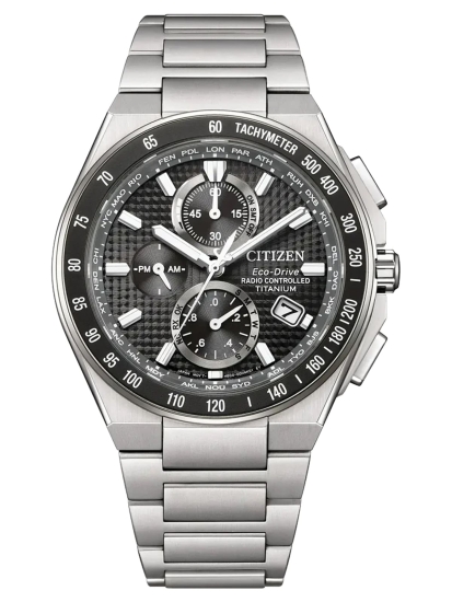 Citizen Herrenuhr Funkuhr Solar Titan Saphirglas Schwarz 10BAR AT8390-55E