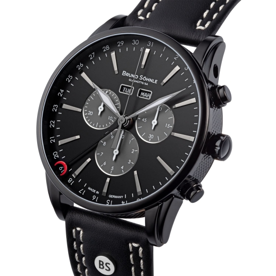 Bruno Söhnle Glashütte Uhr Atrium Chrono Limited Schwarz 17-73250-711