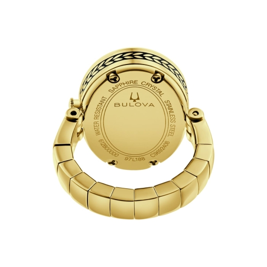 Preview: Bulova Damenuhr Ringuhr Edelstahl Saphirglas Goldfarben 97L188