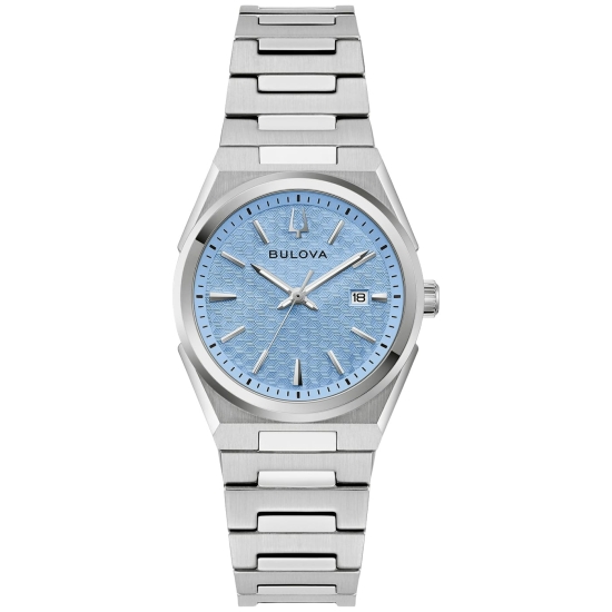 Bulova Damenuhr Quarz Edelstahl Datum Blau 5BAR 96M177
