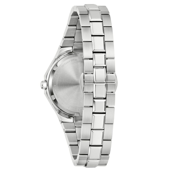 Preview: Bulova Damenuhr Quarz Edelstahl Saphirglas Datum Rosa 10BAR 96M170