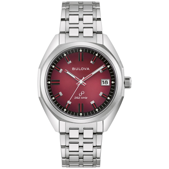 Bulova Herrenuhr Edelstahl Datum Saphirglas Rot 40mm 96B401
