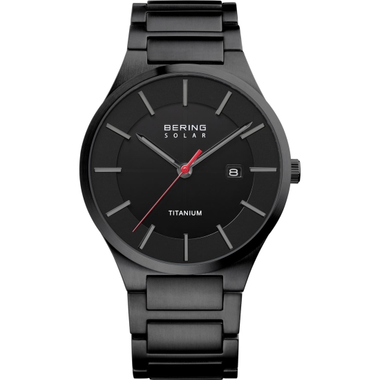 Bering Herrenuhr Titanium Datum Saphirglas 10BAR Schwarz 39mm 15239-722