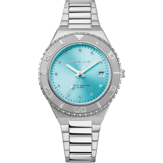 Bering Damenuhr Saphirglas Hellblau 10BAR 18936-707