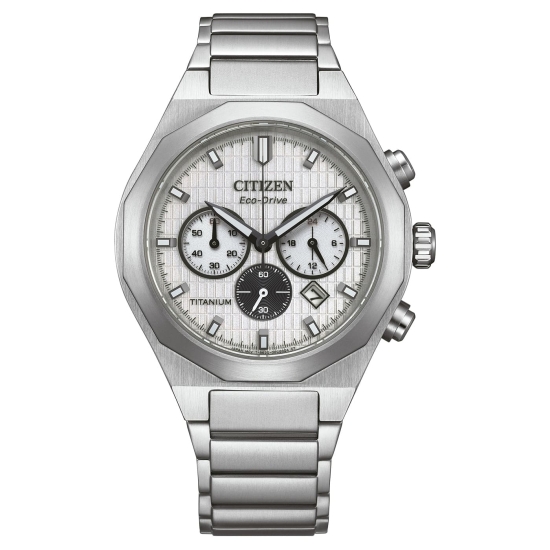 Citizen Herrenuhr Titan Solar Chrono Saphirglas 10BAR Weiss CA4690-51A
