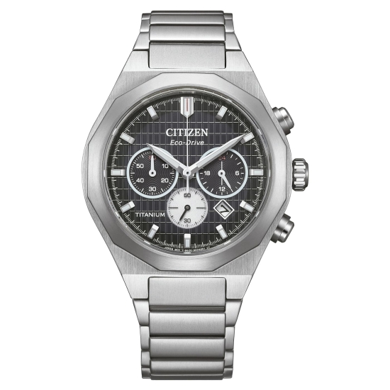 Citizen Herrenuhr Titan Solar Chrono Saphirglas 10BAR Schwarz CA4690-51E