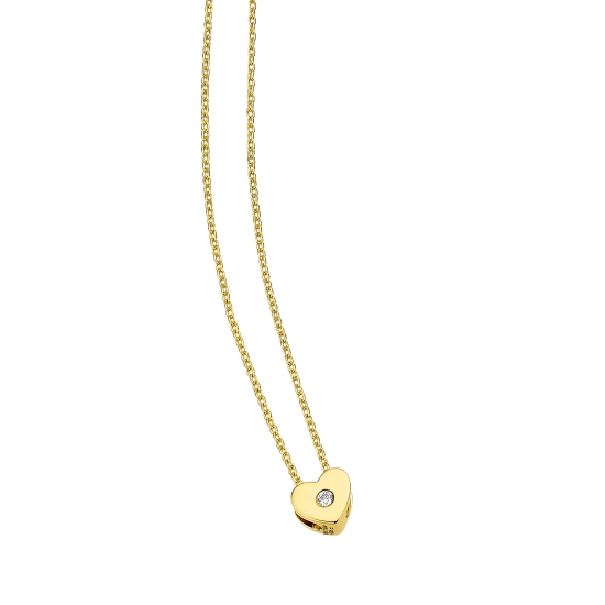 CEM Halskette Collier mit Anhänger Herz Klein 585 Gold 45cm 6-211677-001