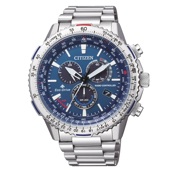 Citizen Herrenuhr Funkuhr Solar Saphirglas Blau 46mm CB5000-50L
