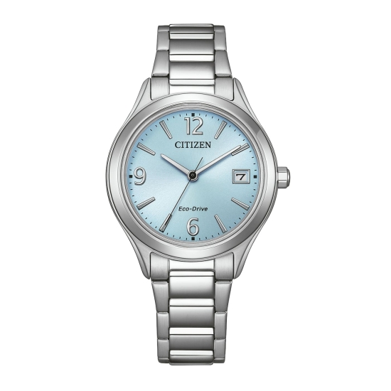 Citizen Damenuhr Eco-Drive Solar Datum Edelstahl Blau FE6121-67L