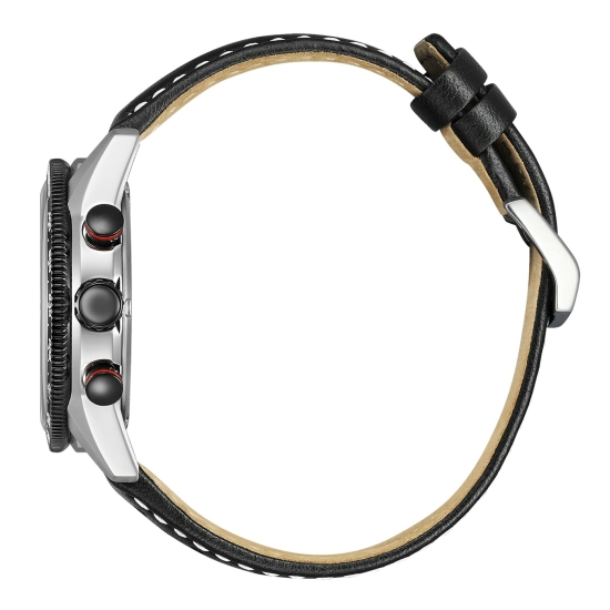 Preview: Citizen Herrenuhr Chronograph Eco-Drive Solar Schwarz Leder 10BAR CA4717-06E