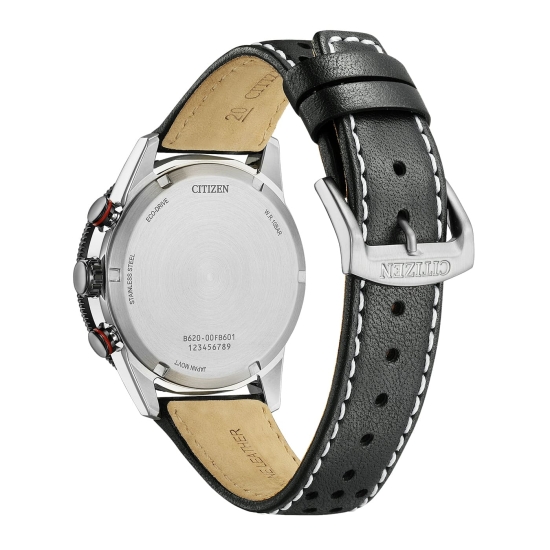 Preview: Citizen Herrenuhr Chronograph Eco-Drive Solar Schwarz Leder 10BAR CA4717-06E